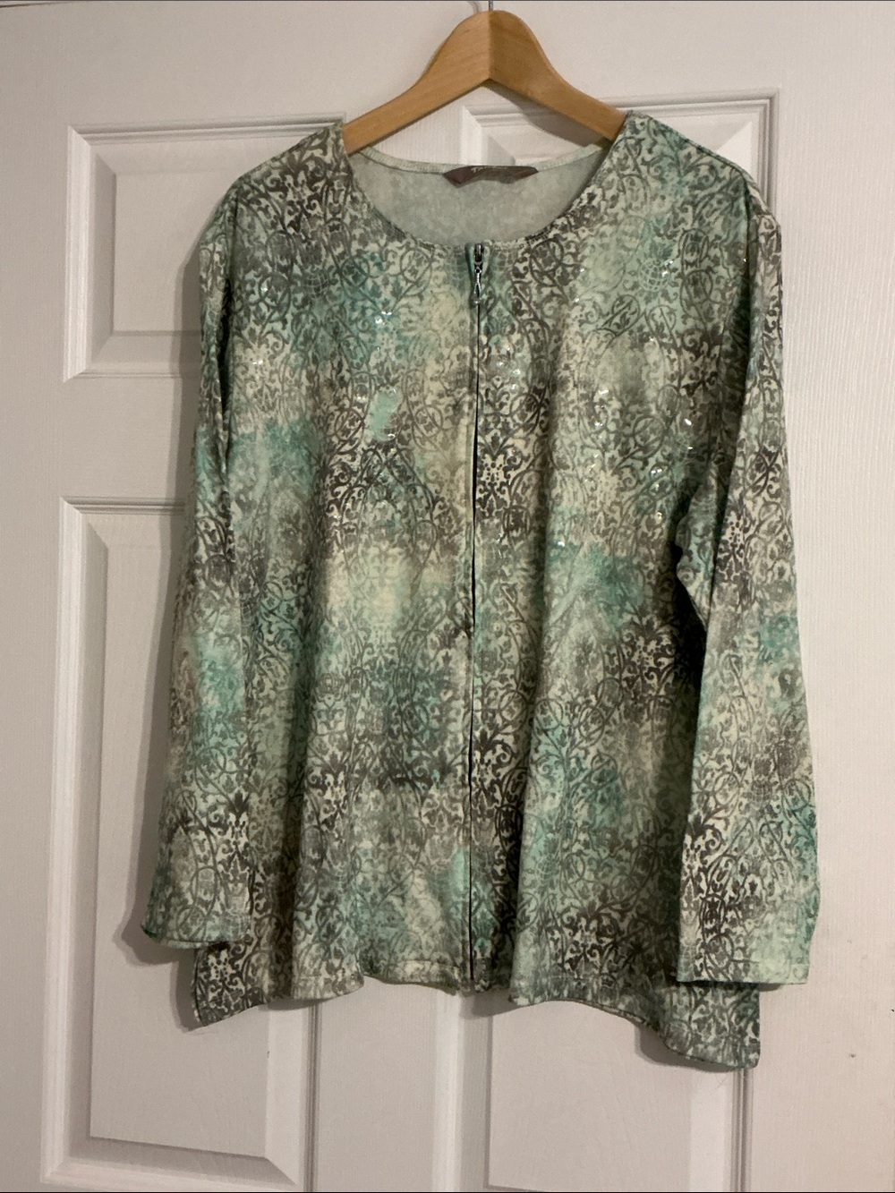 TanJay Light Teal and Gray Zip Jacket